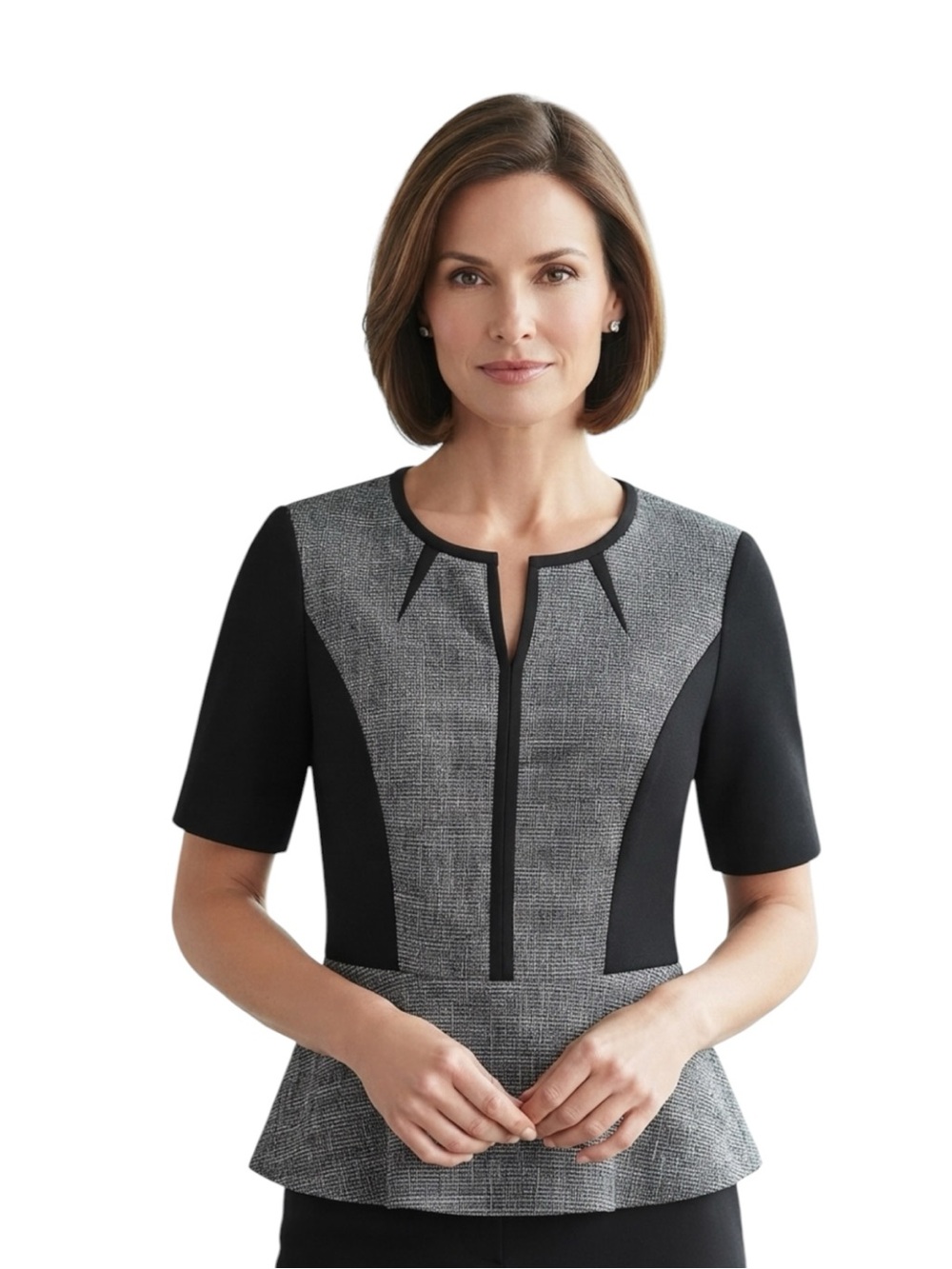 Classiques Entier Black White Fitted Peplum Top Size M